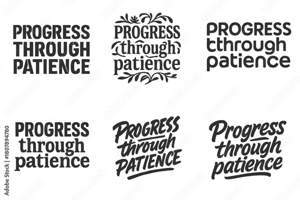 Fototapeta premium Harmonious Lettering Grid. Hold the vision. Set lettering. harmonious lettering variations of the same emblematic concept, each with different artistic