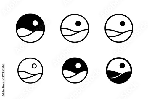 Open Space Icons. open space. Icon set. Set Logo of open space: abstract symbol of infinite openness. harmonious logo variations of the same emblematic