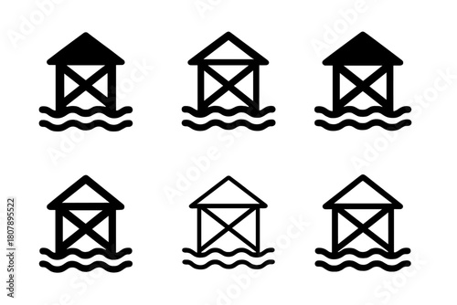 Disaster-Ready Architecture Logos. Architecture for disaster preparedness and recovery. Icon set. Set Logo of architecture for disaster preparedness and