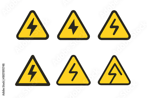 Free Download Electrical Hazard Logos. Electrical risks. Icon set. Set Logo of Electrical risks: Electrical hazard triangle. harmonious logo variations of the same - GFXLoad