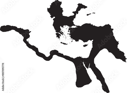 The Ottoman Empire Silhouette Map Editable Vector