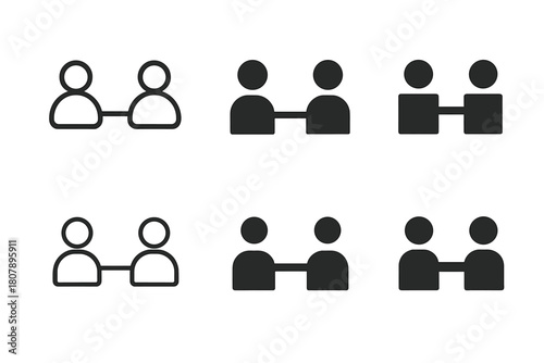 Relationship Distance Logos. Distance in relationship. Icon set. Set Logo of distance in relationship: two people standing apart with connecting