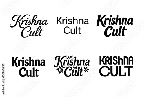 Krishna Cult Typography. Krishna Cult. Set lettering. harmonious lettering variations of the same emblematic concept, each with different artistic