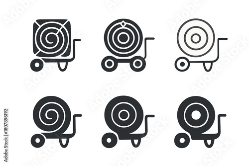 Hose Logo Variations. Hose. Icon set. Set Logo of hose: sprinkler head. harmonious logo variations of the same emblematic concept, each with different artistic