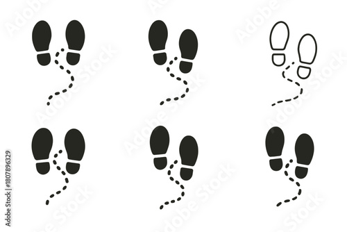 Nature Trail Logos. Hiking and exploring nature trails. Icon set. Set Logo of hiking and exploring nature trails: binoculars with soaring bird. harmonious logo