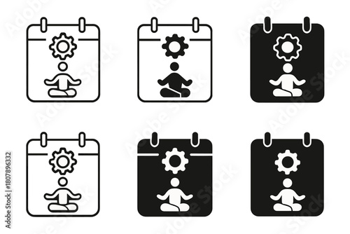Workplace Wellness Icons. Workplace Wellness. Line icon set of Workplace Wellness: person stretching, plant, coffee mug, clock, desk, heart,