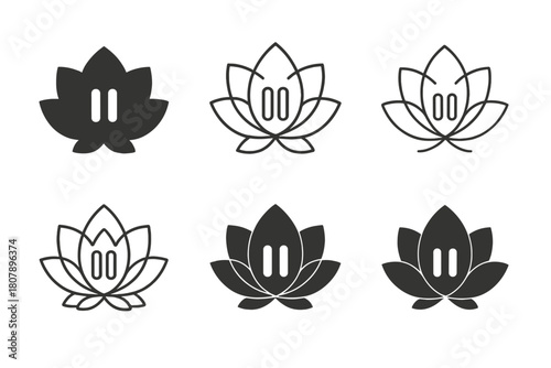 Mindful Emblem Variations. Digital detox and mindfulness practices. Icon set. Set Logo of digital detox and mindfulness practices: digital pause button symbol