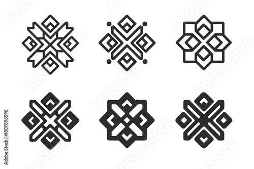Scandinavian Style Logos. Scandinavian style. Icon set. Set Logo of Scandinavian style: nordic pattern ornament. harmonious logo variations of the same