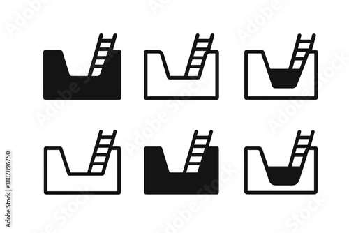 Trench Logo Variations. Trench. Icon set. Set Logo of trench: deep soil layers. harmonious logo variations of the same emblematic concept, each with different