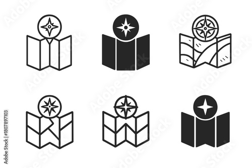 Nature Trail Logos. Hiking and exploring nature trails. Icon set. Set Logo of hiking and exploring nature trails: binoculars with soaring bird. harmonious logo