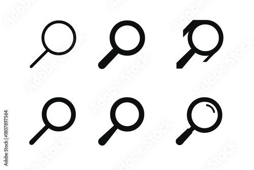 Research Logo Variations. Research. Icon set. Set Logo of Research: Laboratory flask. harmonious logo variations of the same emblematic concept, each with