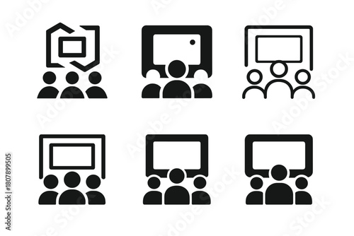 Digital Art Logos. Virtual Art Galleries. Icon set. Set Logo of Digital Art Spaces: Online Exhibition. harmonious logo variations of the same emblematic