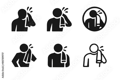 Sports Recovery Icons. Sports recovery and injury prevention. Icon set. Set Logo of sports recovery and injury prevention: ice pack and towel. harmonious logo