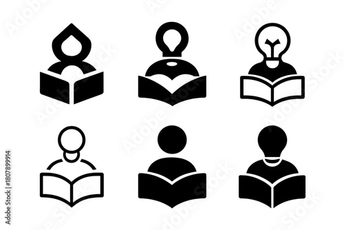 Research Logo Variations. Research. Icon set. Set Logo of Research: Laboratory flask. harmonious logo variations of the same emblematic concept, each with