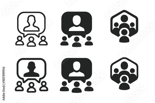 Influencer Marketing Icons. Influence of Influencer Marketing on Consumer Behavior. Icon set. Set Logo of Influencer Marketing: Brand Endorsement. harmonious