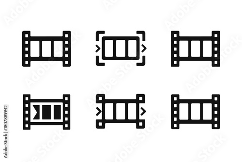 Digital Content Logos. Digital content creation services. Icon set. Set Logo of Digital content creation services: animation frame sequence. harmonious logo