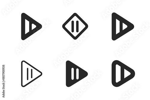 Creative Dishwasher Icons. Dishwasher Panel. Icon set. Set Logo of Dishwasher Panel: Start/Stop Button. harmonious logo variations of the same emblematic