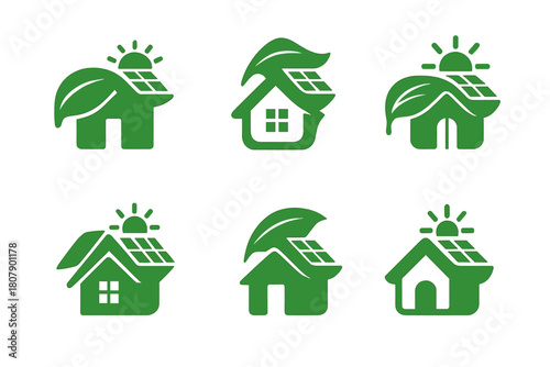 Eco Logos Collection. Inspirational design with ecology materials trend. Icon set. Set Logo of Inspirational design with ecology materials trend: solar-powered