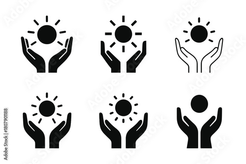 Spiritual Icon Set. Spiritual Cloud Surfing. Solid icon set of Spiritual Cloud Surfing: meditation pose, light aura, rising spirit, infinity symbol, halo ring,