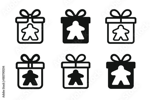 Hobby Gift Icons. Hobby-related gifts. Icon set. Set Logo of Hobby-related gifts: knitting yarn ball with needles and gift tag. harmonious logo variations of