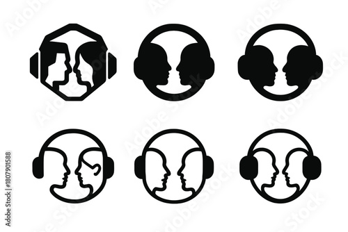 Harmonious Logo Variations. Deep. Icon set. Set Logo of deep: layered waves forming a sense of depth. harmonious logo variations of the same emblematic