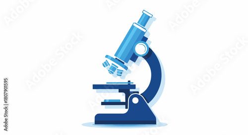 A blue vector icon of a microscope, presented with hospital tools and icons in a simple style. Perfect for medical presentations, healthcare brochures, and educational materials.