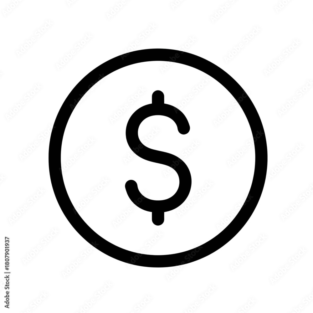 Obraz premium Isolated black dollar currency icon in a circle
