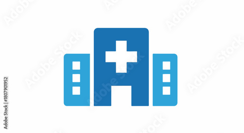 Vector illustration of hospital icons and medical tools on a white background. Perfect for healthcare presentations, medical websites, and hospital brochures.