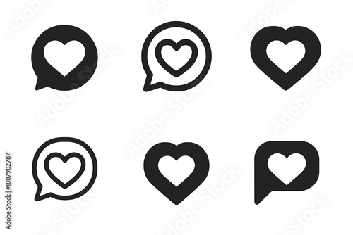 Compassionate Listening Icons. Compassionate Listening. Icon set. Set Logo of Compassionate Listening: Ear with Heart. harmonious logo variations of the same