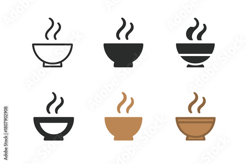Comfort Food Logos. Comfort food and traditional dishes. Icon set. Set Logo of comfort food and traditional dishes: steaming mug of cocoa