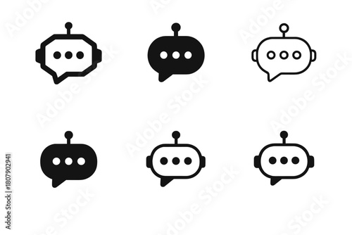 AI Chatbot Logo Set. AI chatbot interaction. Icon set. Set Logo of AI chatbot interaction: Typing indicator. harmonious logo variations of the same emblematic