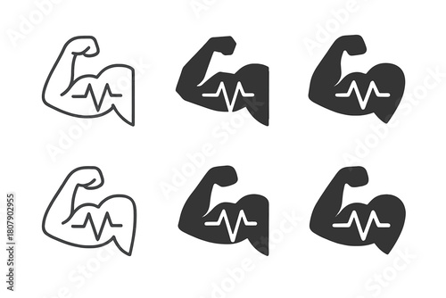 Sports Recovery Logos. Sports recovery and injury prevention. Icon set. Set Logo of sports recovery and injury prevention: bandaged joint. harmonious logo