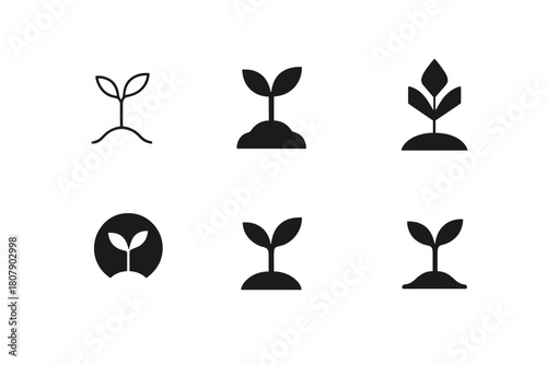 Tree Planting Logos. Reforestation efforts and tree planting. Icon set. Set Logo of Reforestation efforts and tree planting: Hands planting a tree. harmonious