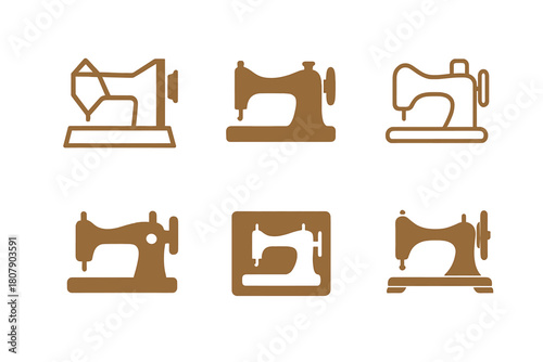 Vintage Apparel Emblems. vintage clothing. Icon set. Set Logo of vintage clothing: antique sewing machine. harmonious logo variations of the same emblematic