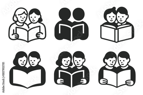 Simple Joys Icons. Couples Enjoying the Simple Things in Life Together. Icon set. Set Logo of Simple Joys: Picnic Together. harmonious logo variations of the