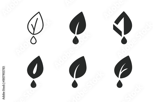 Natural Skincare Emblems. Natural beauty treatments and skincare for health. Icon set. Set Logo of Natural beauty treatments and skincare for health: herbal