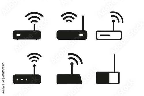 Minimalist Tech Icons. Minimalist tech design. Icon set. Set Logo of minimalist tech design: smart watch face. harmonious logo variations of the same