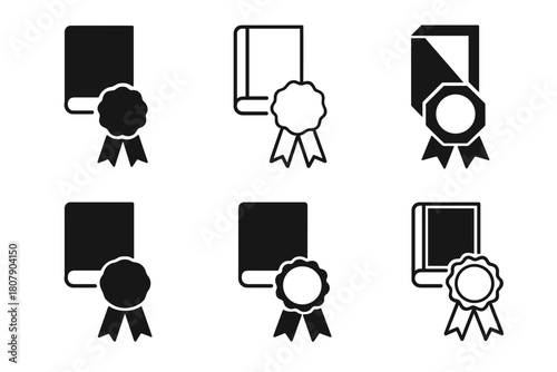Best-Seller Logo Variations. Best-seller lists. Icon set. Set Logo of best-sellers: medal and book cover. harmonious logo variations of the same emblematic