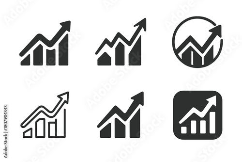 Economic Recovery Logos. economic recovery after crises. Icon set. Set Logo of economic recovery after crises: upward arrow emerging from broken