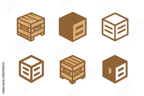 Ecological Logo Set. Inspirational design with ecology materials trend. Icon set. Set Logo of Inspirational design with ecology materials trend: wooden pallet