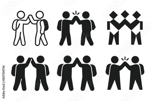 University Event Icons. Student orientations and welcome events at universities. Icon set. Set Logo of Student orientations and welcome events at universities: