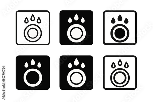 Dishwasher Panel Icons. Dishwasher Panel. Icon set. Set Logo of Dishwasher Panel: Knobs and Dials. harmonious logo variations of the same emblematic concept,