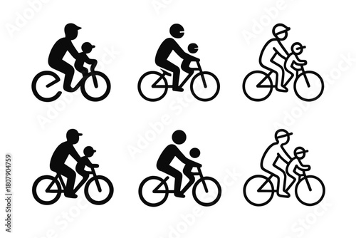 Father-Son Activity Logos. Father and son activity. Icon set. Set Logo of father and son activity: cooking together. harmonious logo variations of the same