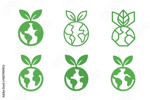 Eco-Friendly Logo Variations. Inspirational design with ecology materials trend. Icon set. Set Logo of Inspirational design with ecology materials trend: