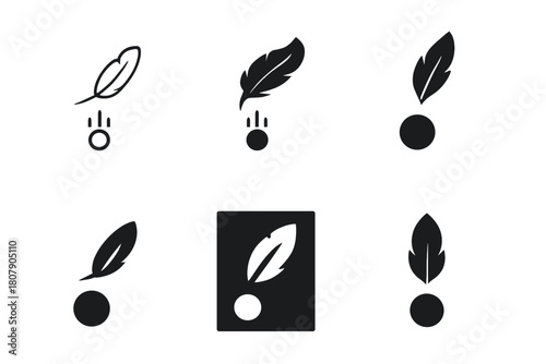 Gravity Icon Set. The concept of gravity. Icon set. Set Logo of gravity: mass attracting smaller bodies. harmonious logo variations of the same emblematic