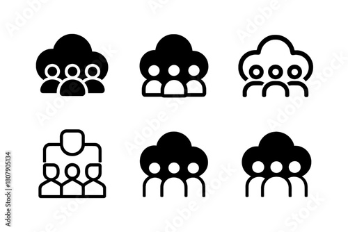 Collaboration Logo Variations. Digital collaboration platforms. Icon set. Set Logo of collaboration: cloud-based teamwork. harmonious logo variations of the