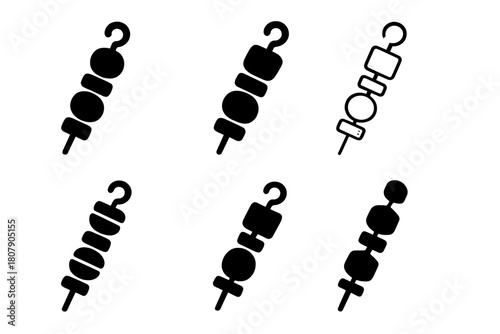 Food Truck Icons. Street food and food trucks. Icon set. Set Logo of street food and food trucks: kebab skewer. harmonious logo variations of the
