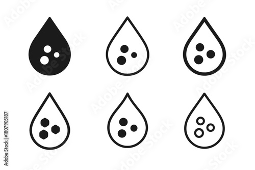 Taste Icon Set. How we taste food. Icon set. Set Logo of how we taste food: droplet symbolizing sweetness and saltiness. harmonious logo variations of the same
