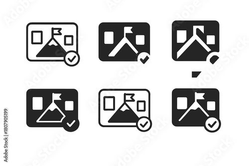 New Year Vision Emblems. New Year goal setting. Icon set. Set Logo of New Year goal setting: vision board. harmonious logo variations of the same emblematic