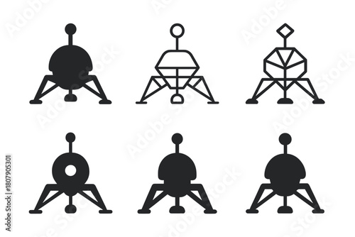 Venus Exploration Logos. Venus exploration. Icon set. Set Logo of Venus exploration: Venus planet sphere. harmonious logo variations of the same emblematic